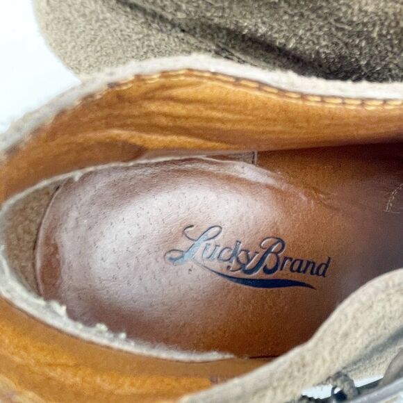 Lucky Brand Sumarah Cognac Brown Suede Buckled Monk Strap Wedge Bootie Size 8 - Picture 13 of 16